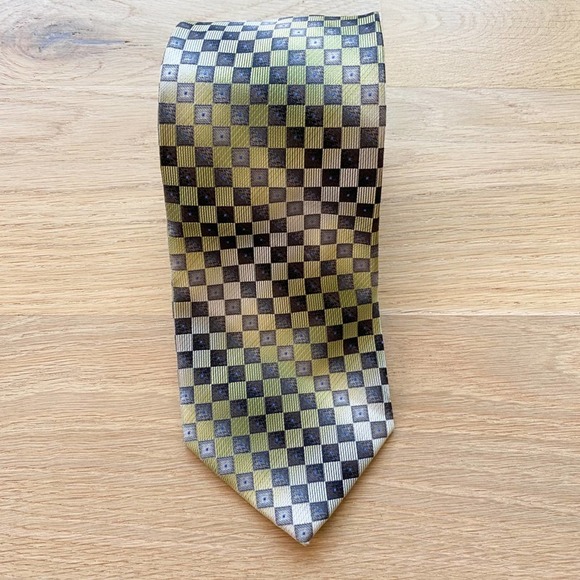 ALEXANDER JULIAN COLOURS Men's Silver/Green/Black Check Handmade Necktie sz OS - Picture 1 of 10
